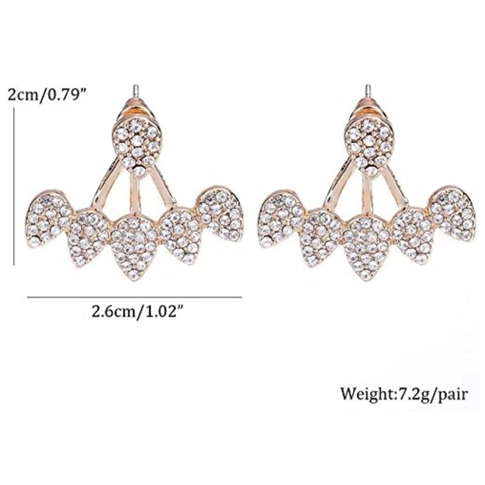 🆕 Rose Gold Floral Ear Jacket Studs - Picture 3 of 4